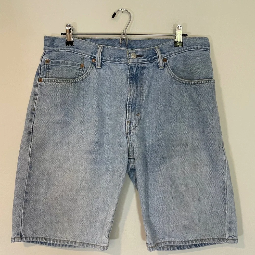 Levis 505 Mens Light Wash Denim Shorts Regular Fit Blue Cotton W36‎ Jorts Y2K